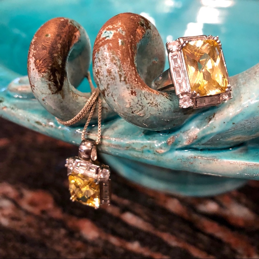 CITRINE AND S.SILVER NECKLACE & RING - Picture 2 of 5